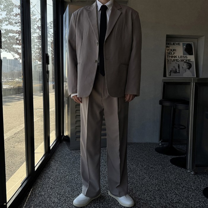 머시따 남성용 스탠다드 오버핏 싱글 수트 상하의 세트