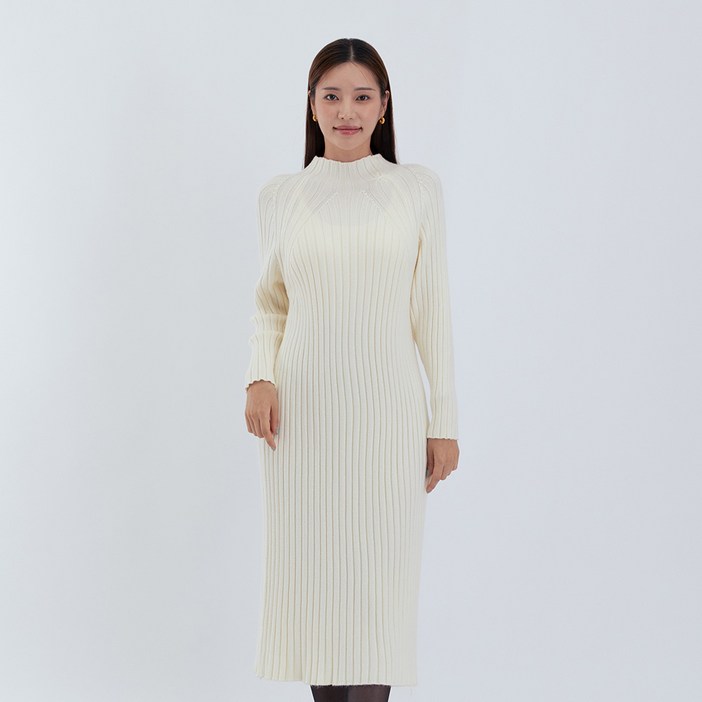 엘쏘 니트 골지 반목 긴팔 롱 원피스