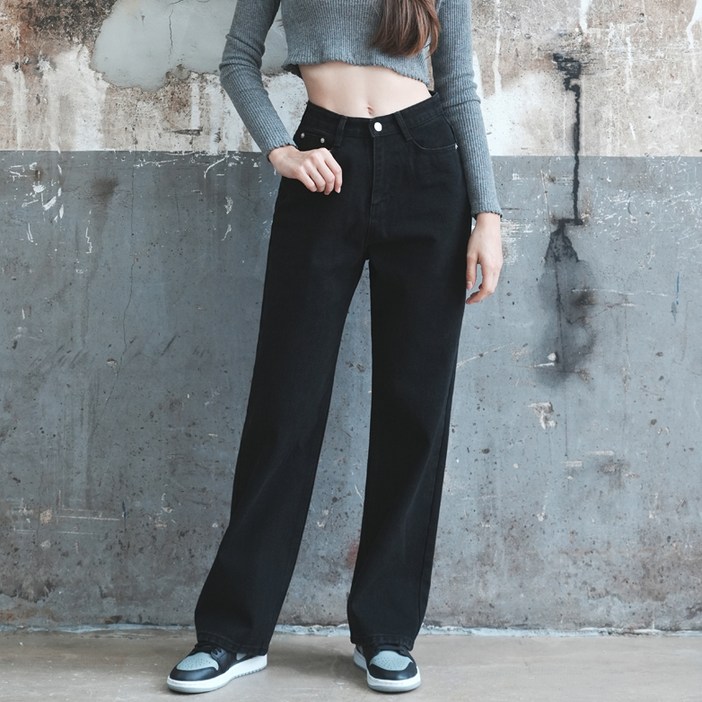 와르 여성용 와이드 면 데님 팬츠