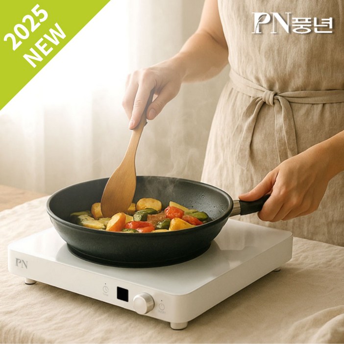 [25년형] 풍년 모네 1구 고화력 인덕션 IH 슬림형 세라믹 전기레인지, 프리스탠딩, WHITE