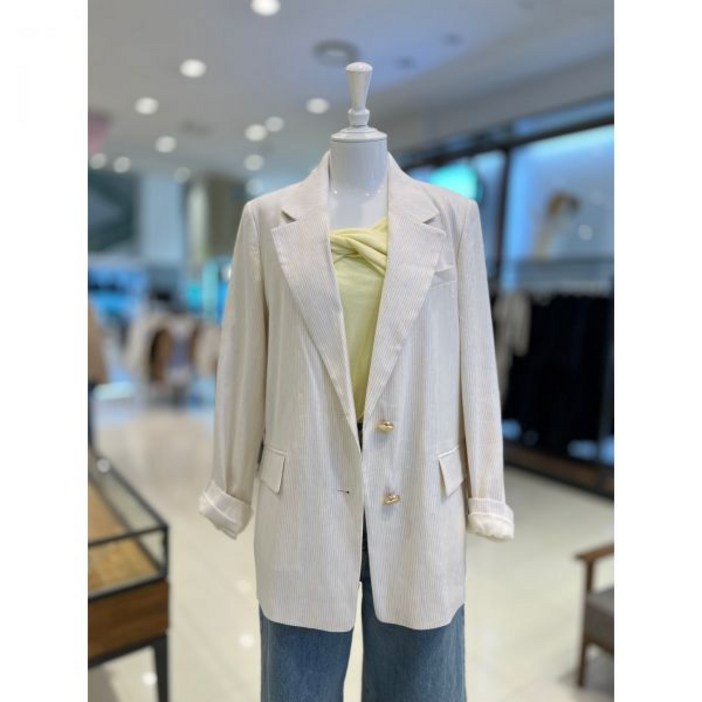 듀엘 투버튼 스트라이프 자켓 D242MSF045