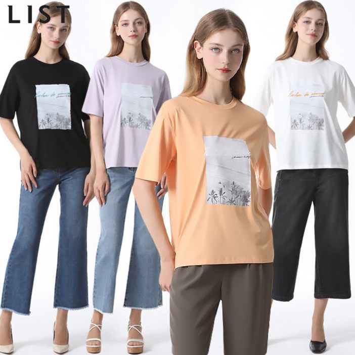 리스트 루즈핏 프린팅 티셔츠  택가격  98000원