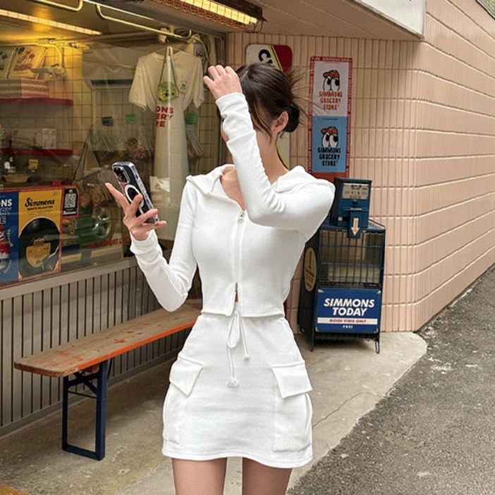 메이빈스펠크 후드 집업스커트set