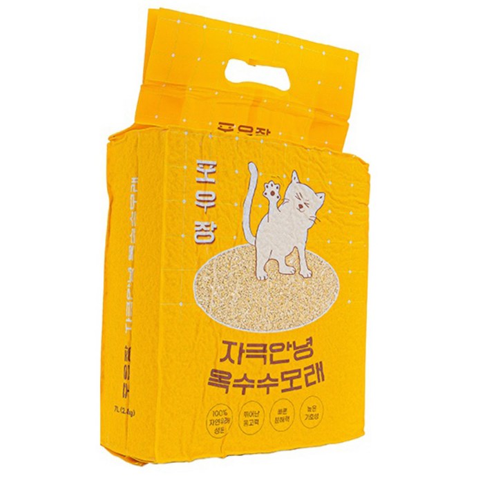 포우장 자극 안녕 고양이 옥수수 모래, 7L, 3개