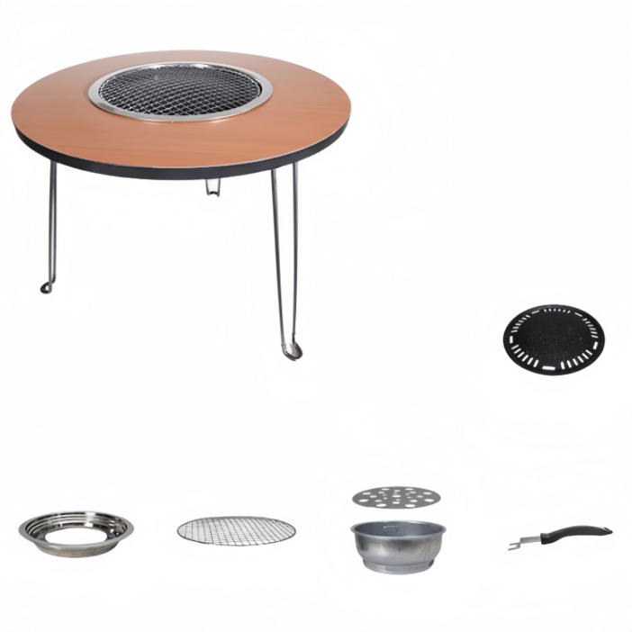 Briliant 캠핑데이블 원형 화로 캠핑 테이블 숯불 스텐 로스터 가정용 바베큐 테이블 G518061