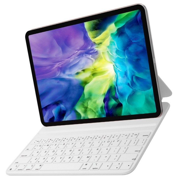 HOU 아이패드 2가지 각도 마그네틱 슬림 키보드 케이스 10세대10.911인치, 화이트