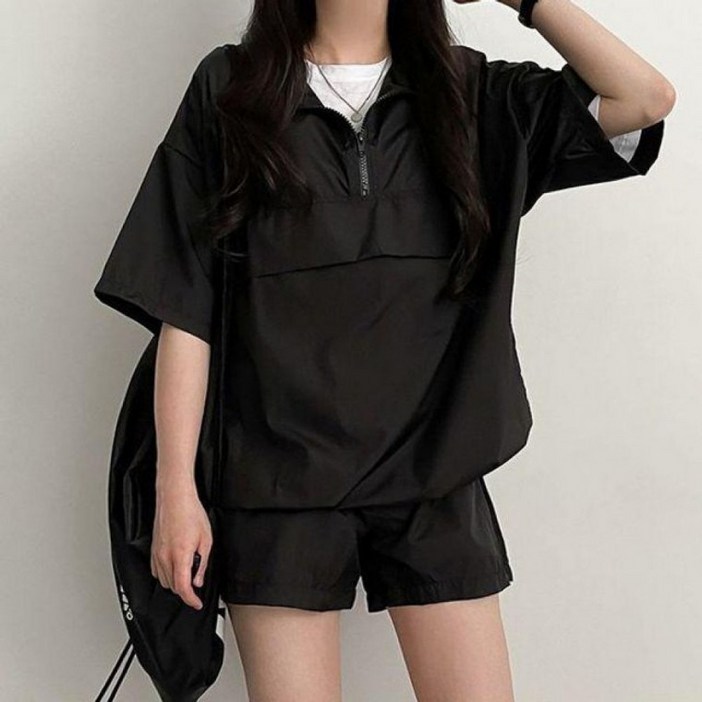 2컬러 여자 추천 데일리 반집업 꾸안꾸 아노락 반팔