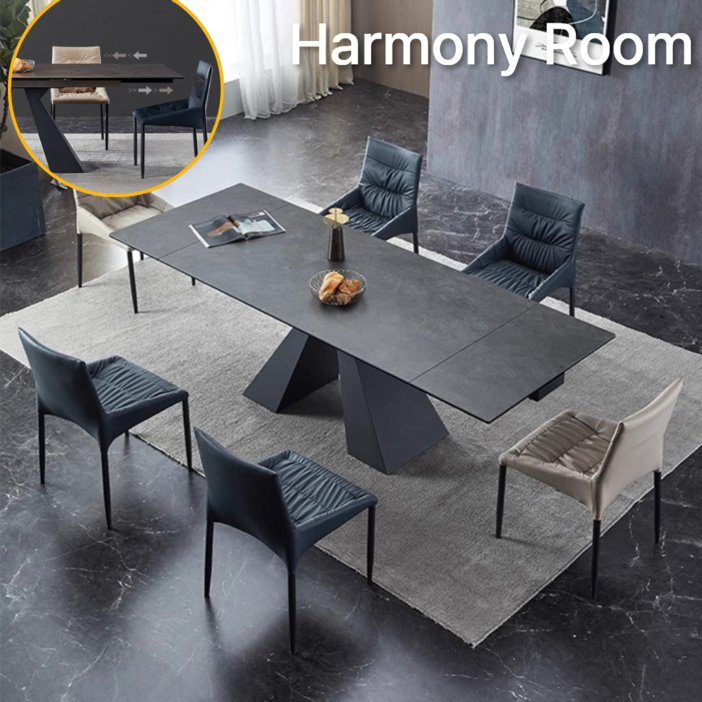 하모니룸 확장형식탁 세라믹 테이블 대형 접이식 거실 다용도 탁자 의자 세트 인테리어 롱테이블