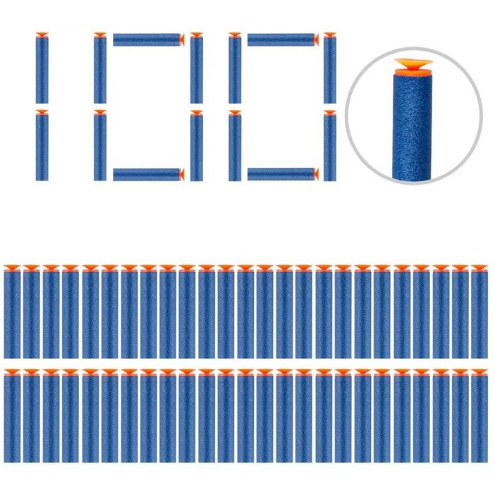 애즐토즈(A+Toys) [국내직배송] 너프 호환 <흡착> 다트 100개 (개당 59원, 2팩 이상 무료 배송)