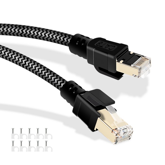 HUO JI CAT8 40Gbps 초고속 게이밍 랜케이블 인터넷 랜선, 검정색, 1개, 3m