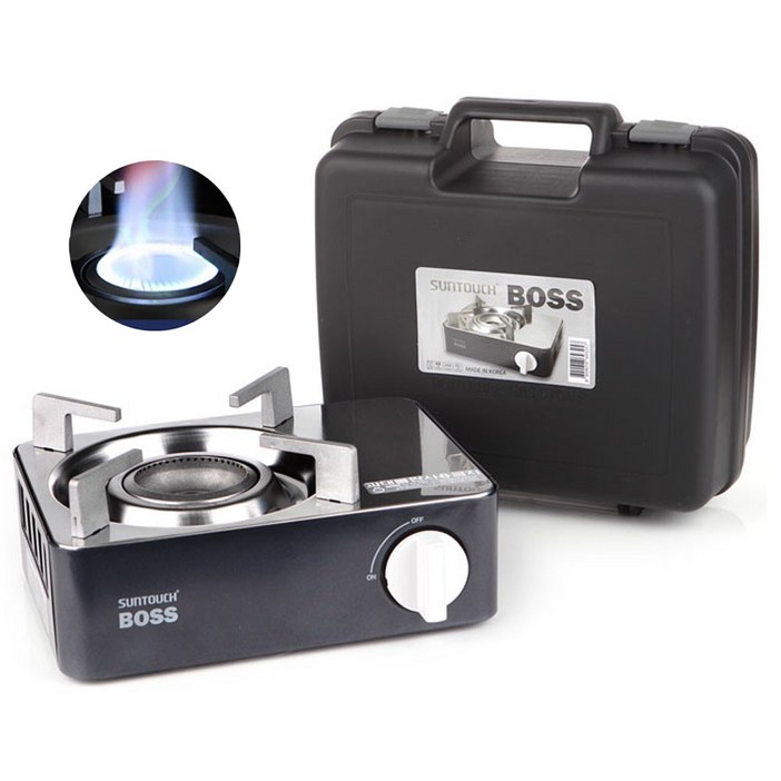 썬터치 보스 미니 휴대용 가스렌지 + 전용 케이스 세트, NAVY(케이스증정), 1개