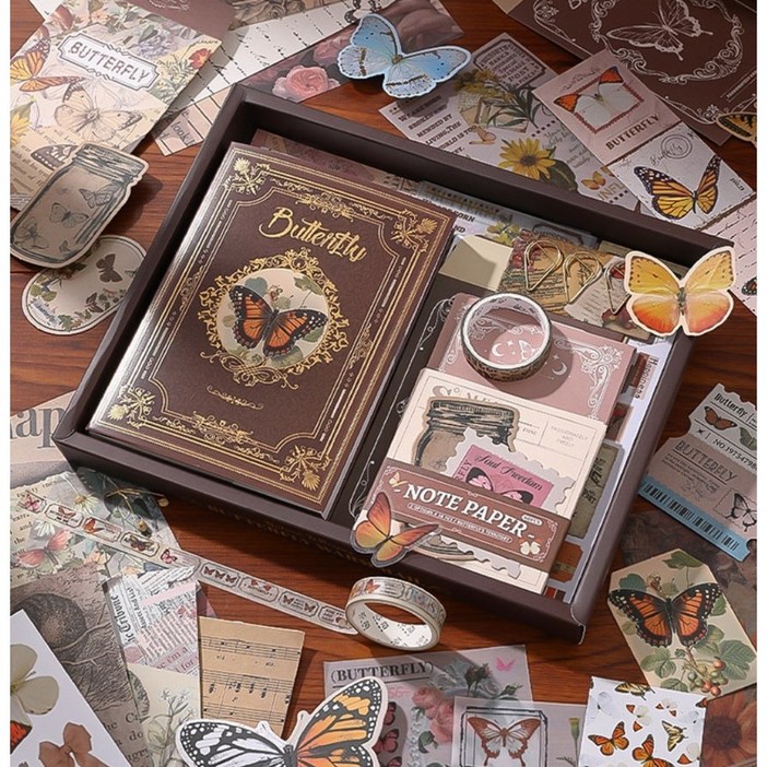보스케 빈티지 나비 다이어리 꾸미기 140종 풀세트 다이어리포함