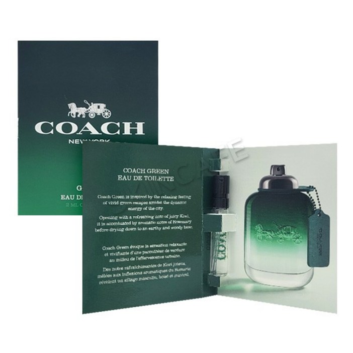 활동적인 남성향수 코치 맨 그린 EDT 2ml 데이트 여행용 우디 아로마틱 향수 샘플 5개