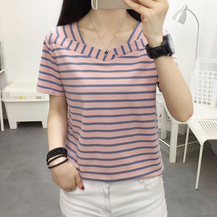 레일라 티아 스트라이프 반팔 티 S25SMT033103
