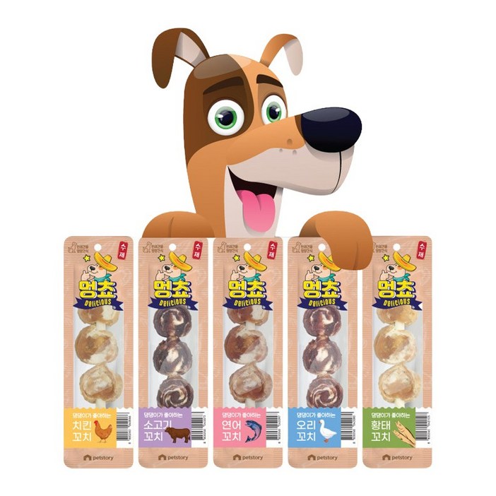[임박특가]멍쵸 꼬치 5종 25g x 20개 강아지 간식 육포 (유통기한 2026.03.10)