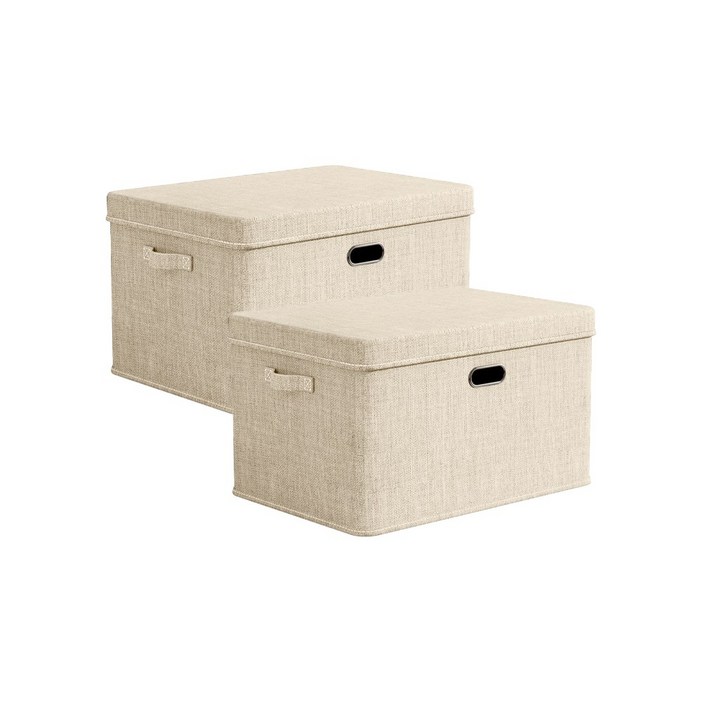레디보드 린넨 수납정리함 접이식 리빙박스 2개, 린넨 베이지, 2개