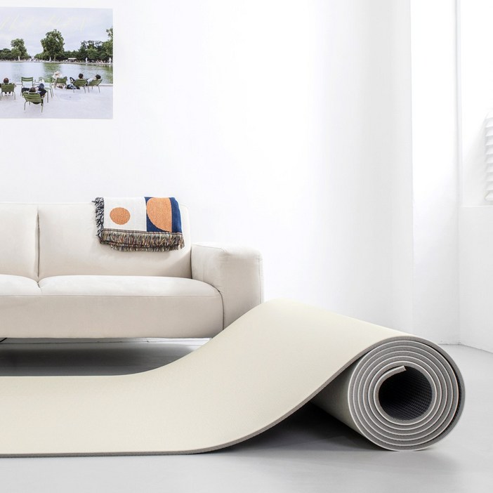 PVC 층간소음 롤매트 (두께 1.5cm), 아이보리 캔버스