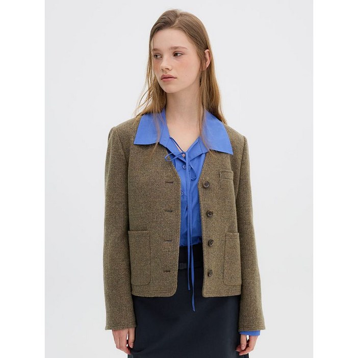 올리브데올리브 울 혼방 브이넥 자켓 OW4XJ9510