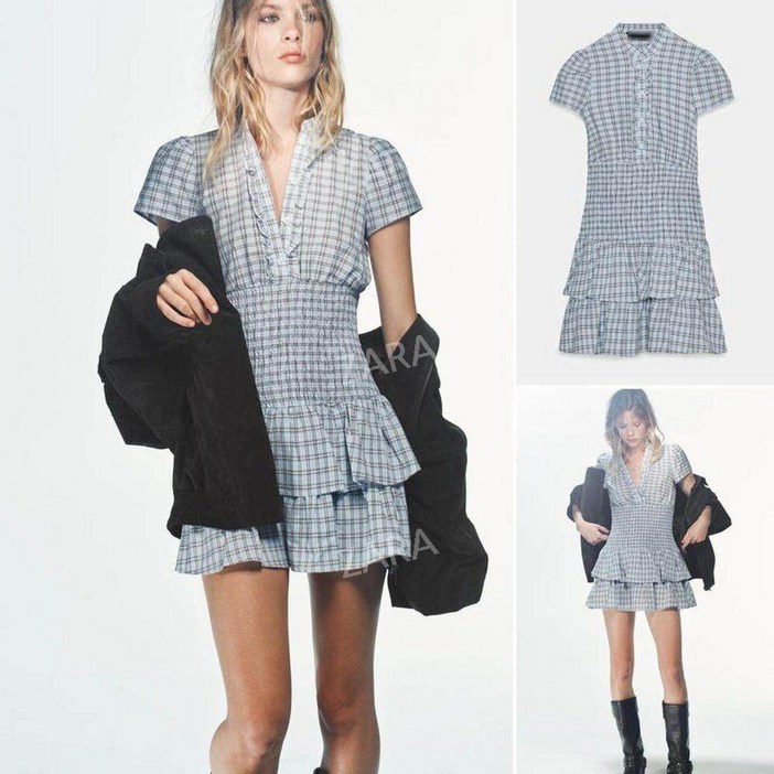 자라 원피스 2026 신상 체크 레이어드