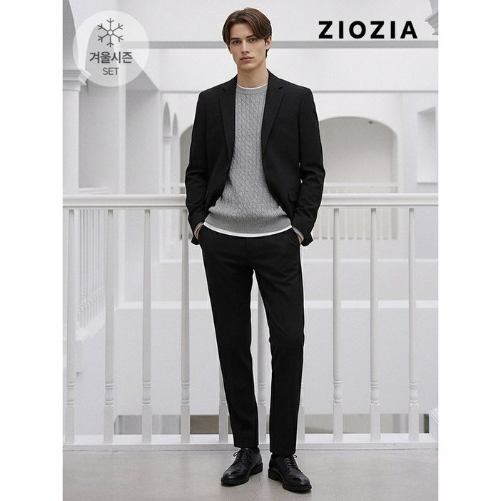 지오지아 블랙 스트레치 캐주얼 셋업 수트 AAD4KG1601 AAD4PP1601 BK