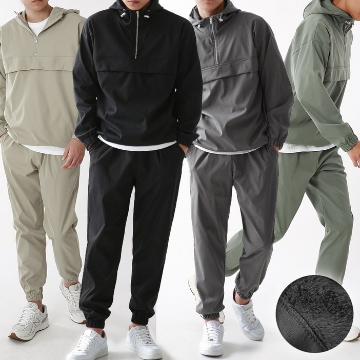 벤티브 남성 융기모 후드집업우븐아노락 조거우븐팬츠 빅사이즈 트레이닝 복