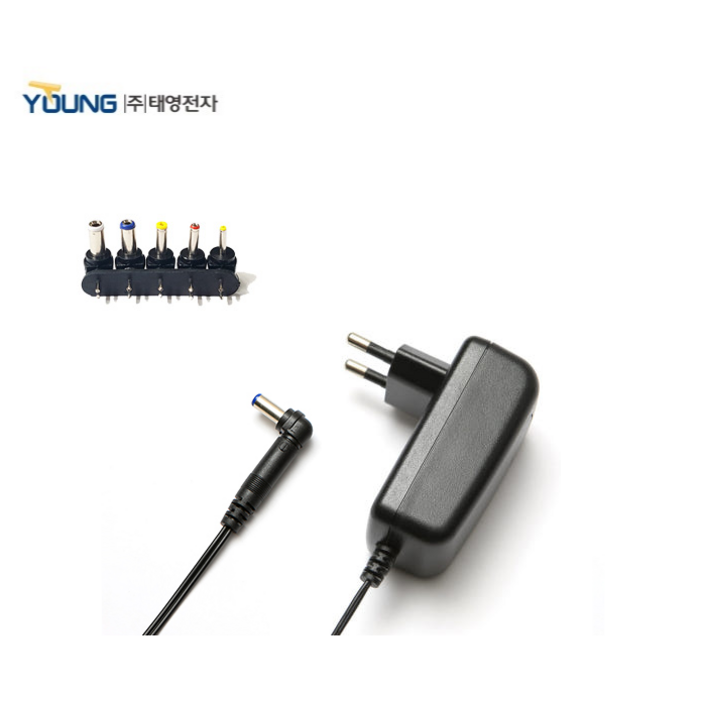 태영전자 SMPS DC 아답터 12V 2A 직류전원장치+5종젠더 wall mount
