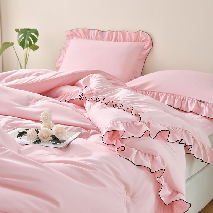 더루아 레이스 프릴 호텔이불 차렵이불 세트