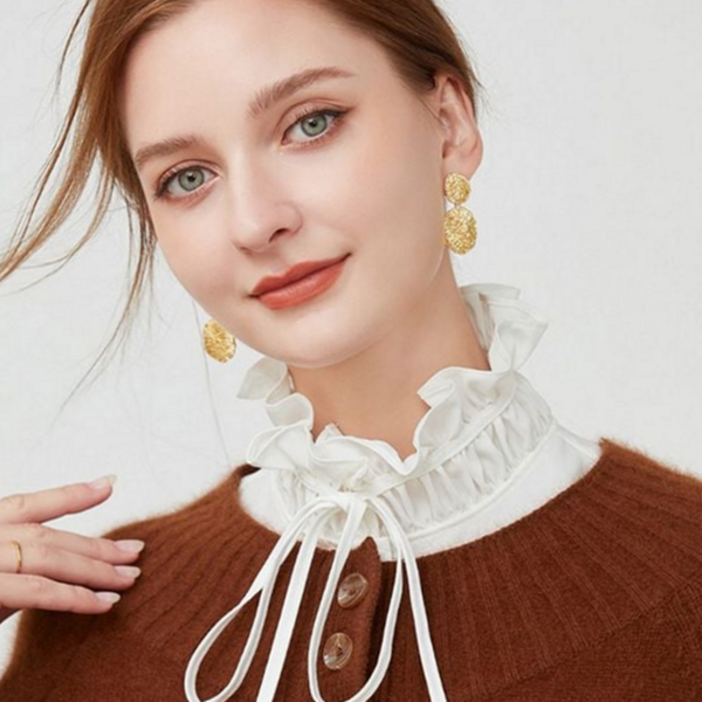 러플 하이넥 카라 목프릴 블라우스 이너 여성 레이어드 셔츠 타이카 넥리본 탈부착 케이프 여성목 페이크