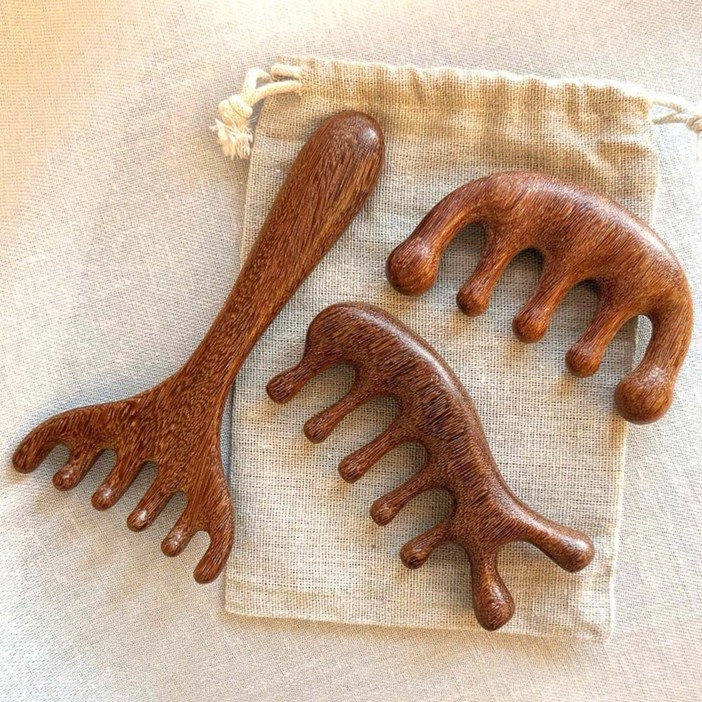 브로키 순환 마사지 지압 원목 괄사 3종, 1개