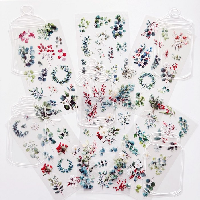 데일리펀 압화 꽃 화병 스티커 책갈피 만들기 세트, 11매, 꽃잎