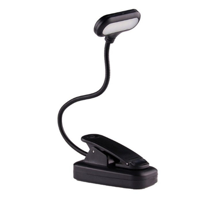 공신강림 LED 독서등 미니 클립 집게 북라이트 스탠드, 블랙