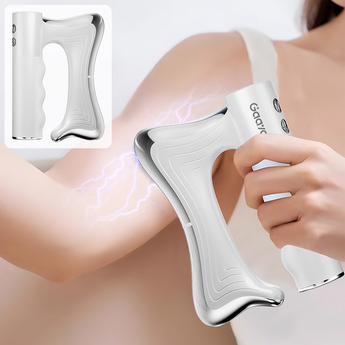 Gaayou 근막저주파기 근막 마사지 저주파 핸디형 괄사 마사지기 휴대용 근막이완 마사지 무선 미세전류 바디라인 관리기 어깨 승모근 종아리, 화이트