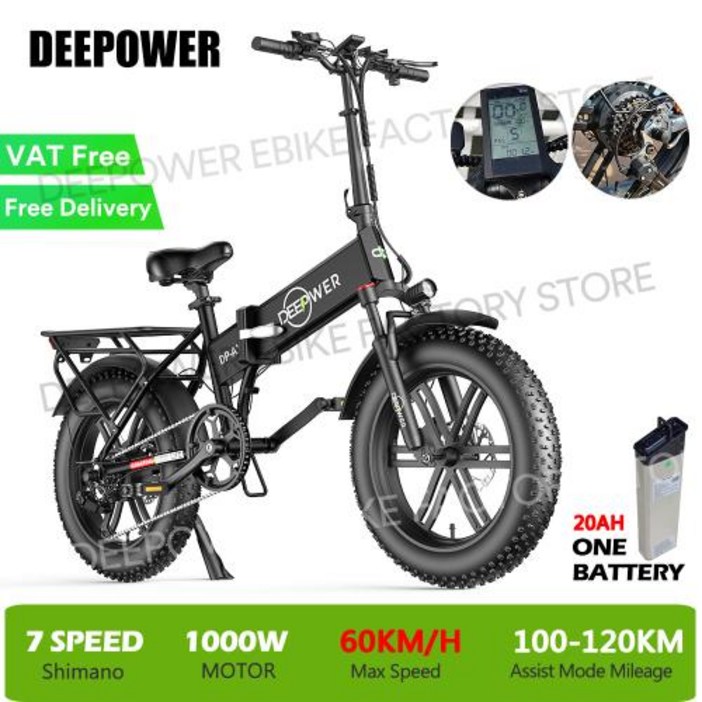 전기 자전거 접이식 성인용 1000W 지방 타이어 통근용