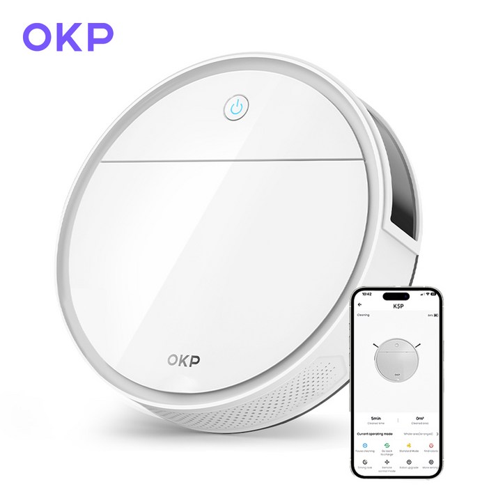 OKP 초소형스마트 로봇청소기 K5Pro ,흡입+물걸레 ,동급 최강 가성비, APP 한국어 지원, K5 Pro