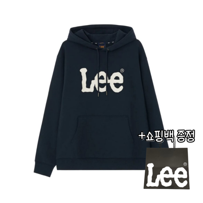 당일출고정품 LEE 리 빅 트위치 로고 후드티 네이비 쇼핑백