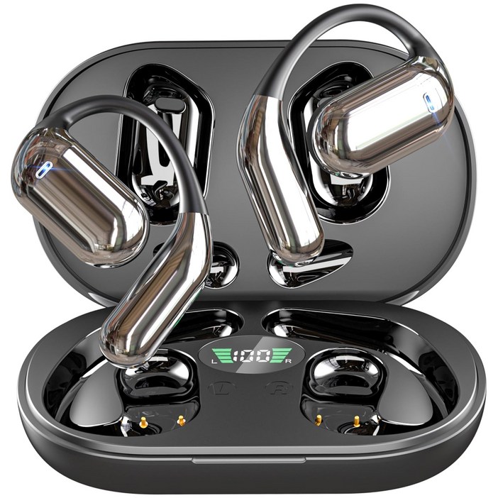 이어폰 5.4 이어폰, 무선 이어폰 Sport Over Earphones 내장 마이크, 이어폰 50H 재생 시간 이어폰 LED 디스플레이 충전 케이스, 방수 디자인, 달리기 피트니, Q16