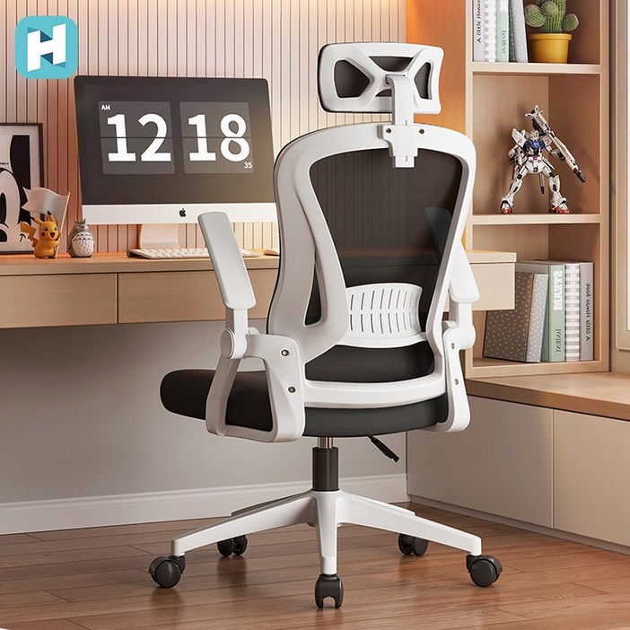 HOMEY NEST 자세교정 공부의자 책상 허리받침 사무용 사무실의자 HNOC807, 화이트