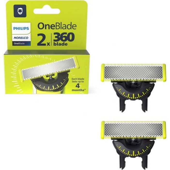 필립스 Norelco 정품 OneBlade 360 블레이드 교체용 2개 QP420/80, 1개