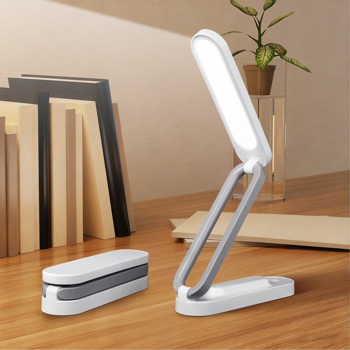 H HNMA HN 접이식 LED 스탠드 램프 눈보호 USB 충전형 데스크 클립 겸용 테이블 핑크 화이트