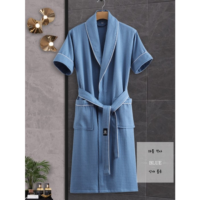 순면 반팔 샤워가운 남성 여성 여름 목욕 골프 사우나 로브