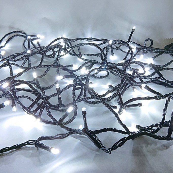 선세이브 LED 은하수 100구 검정선+정류기 세트 크리스마스 트리전구, 백색(White)