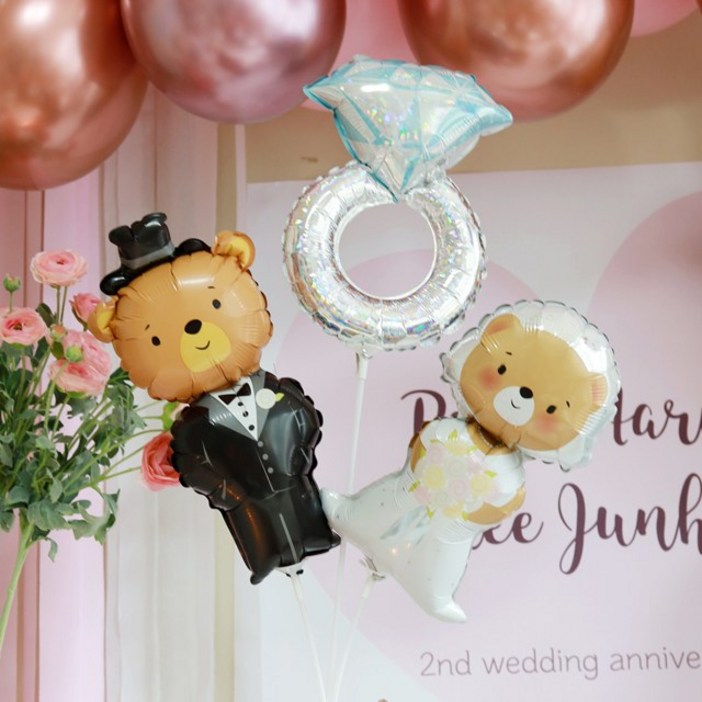 [파티조엘] 웨딩 프로포즈 미니풍선_3종_신랑신부 다이아반지 풍선,브라이덜샤워,프로포즈,웨딩