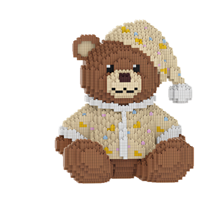 체리닷컴 귀여운 동물 친구들 디폼블럭 나노블록 모음 대형, 브라운 곰돌이, 1개