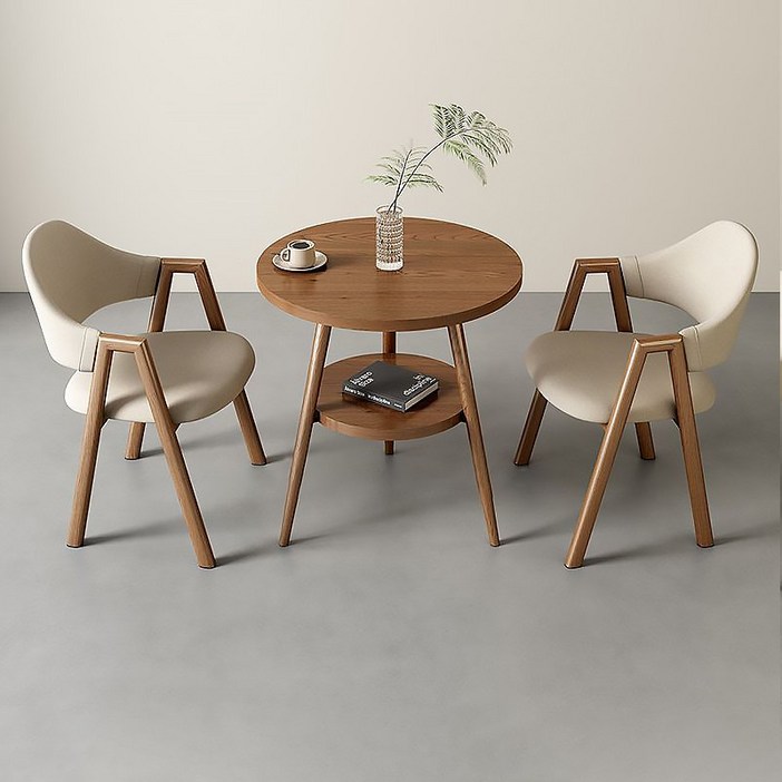 소형 심플 업소용 원형 티테이블세트 2인용 카페 편의점 의자 탁자