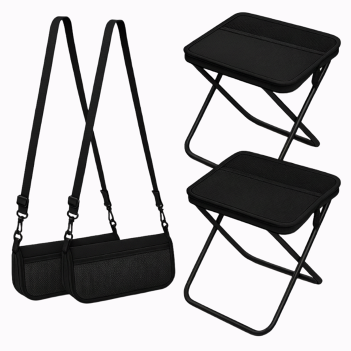 하우모어 1+1 휴대용 접이식 의자 초경량 대형 120kg 하중, 2개, 블랙