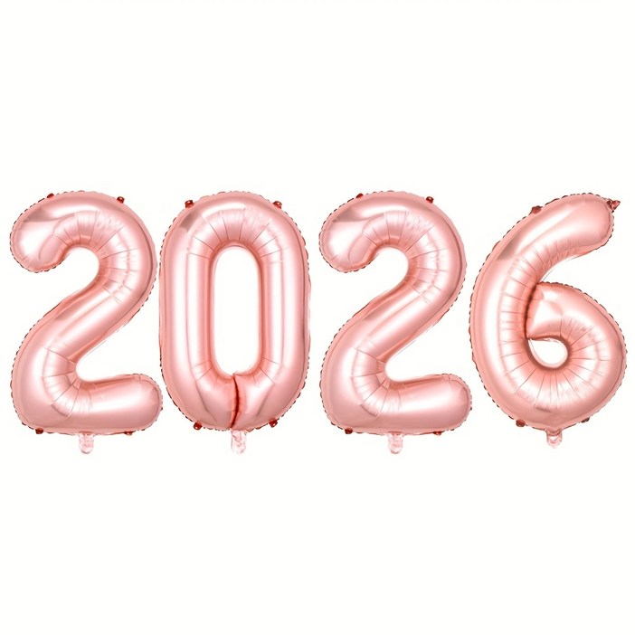 CEUQIESO 16인치40.6cm 4개 디지털 숫자 풍선 세트 , 새해 파티 알루미늄 호일 풍선 장식 세트 경축 행사 장식용품 결혼식 생일 파티, 로즈 골드