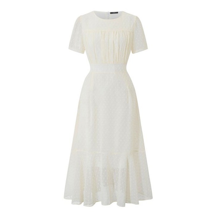 GGPX 러블리 도트 자수 패턴 반팔 롱 원피스 GQBOW009D