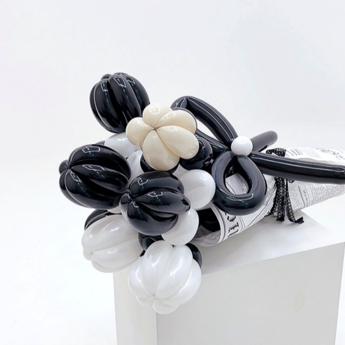 펄박스DIY 요술 풍선 튜울립 꽃다발블랙N화이트손펌프포함 요술풍선 42개