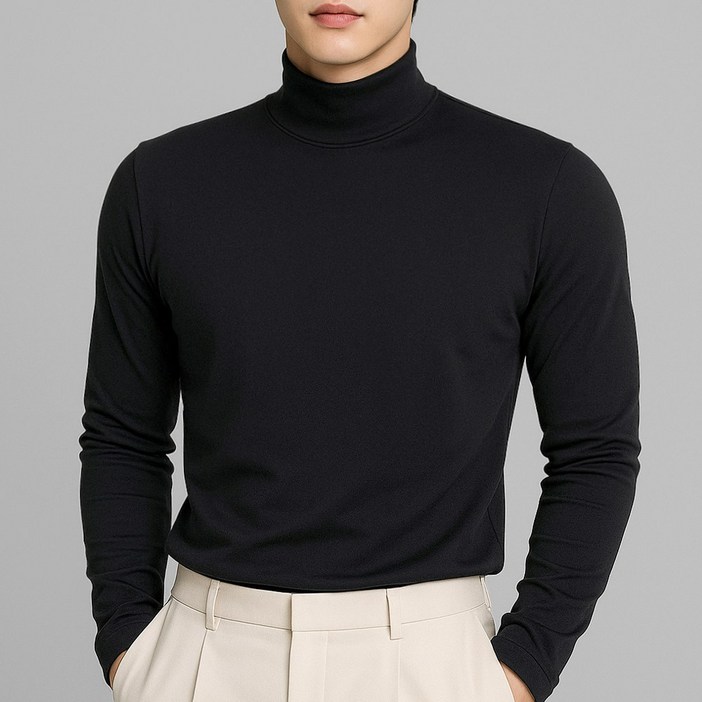 루크 남성 긴팔 반목 티셔츠 남자 겨울 가을 고탄력 폴라티 체형 커버 슬림핏 터틀넥 부드러운 긴목 목티 이너 레이어드 상의