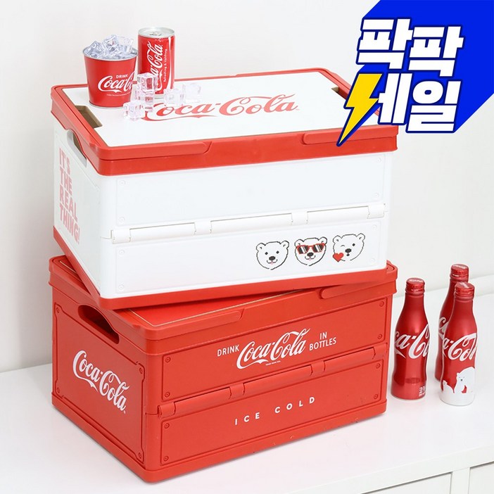 코카콜라 공식인증 상품 캠핑용 폴딩박스 화이트레드, 1개, 1단, COCOPB20W화이트